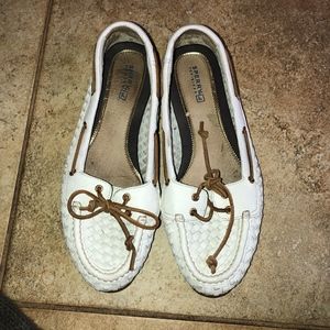 Sperry women's white boat shoes